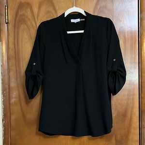 Calvin Klein 3/4 Sleeve Women’s Blouse - Black with gold buttons - Small